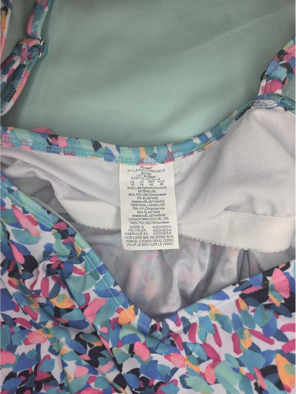 Size 16 - Swim Solutions Floral Print Tankini Swim Top - Picture 5 of 5